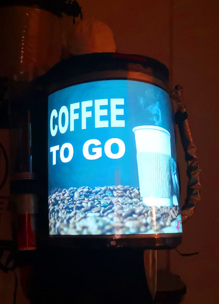 mobile backpack display for coffee